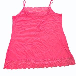 Tank Top Camisole Coral 1/L Lace Boho Crinkled Festival Boho Stretch Fairycore